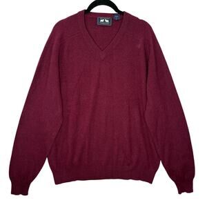 Woods & Gray Size L Sweater 100% Cashmere Vintage Burgundy V Neck Long Sleeve